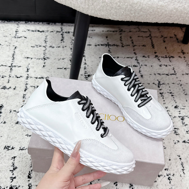 JIMMY CHOO 26S SNEAKERS IN WHITE SUEDE WITH BLACK LACES