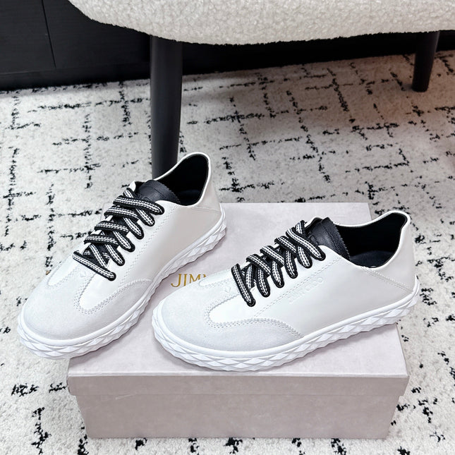 JIMMY CHOO 26S SNEAKERS IN WHITE SUEDE WITH BLACK LACES