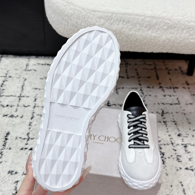 JIMMY CHOO 26S SNEAKERS IN WHITE SUEDE WITH BLACK LACES