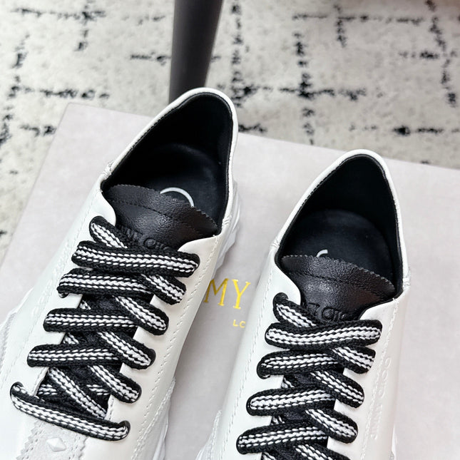JIMMY CHOO 26S SNEAKERS IN WHITE SUEDE WITH BLACK LACES
