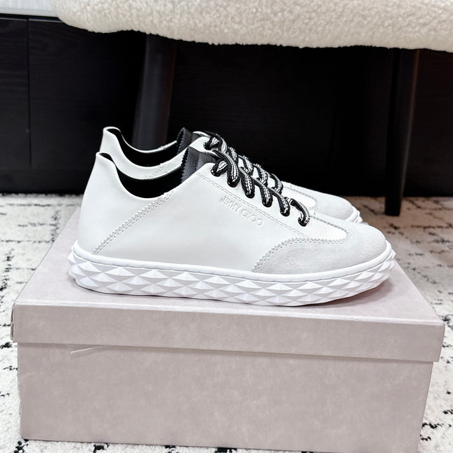 JIMMY CHOO 26S SNEAKERS IN WHITE SUEDE WITH BLACK LACES