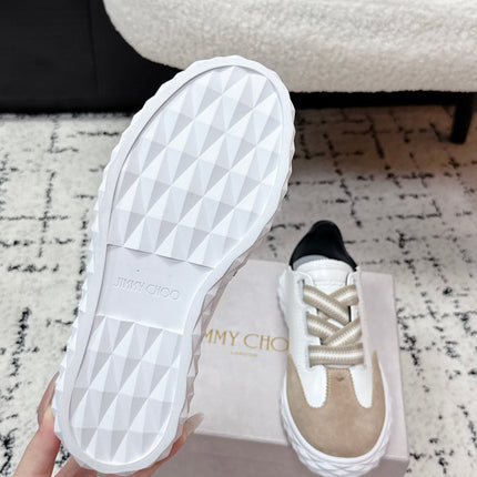 JIMMY CHOO 26S SNEAKERS IN BEIGE SUEDE AND WHITE CALFSKIN
