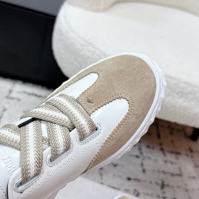JIMMY CHOO 26S SNEAKERS IN BEIGE SUEDE AND WHITE CALFSKIN