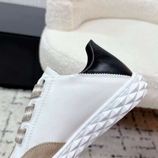 JIMMY CHOO 26S SNEAKERS IN BEIGE SUEDE AND WHITE CALFSKIN
