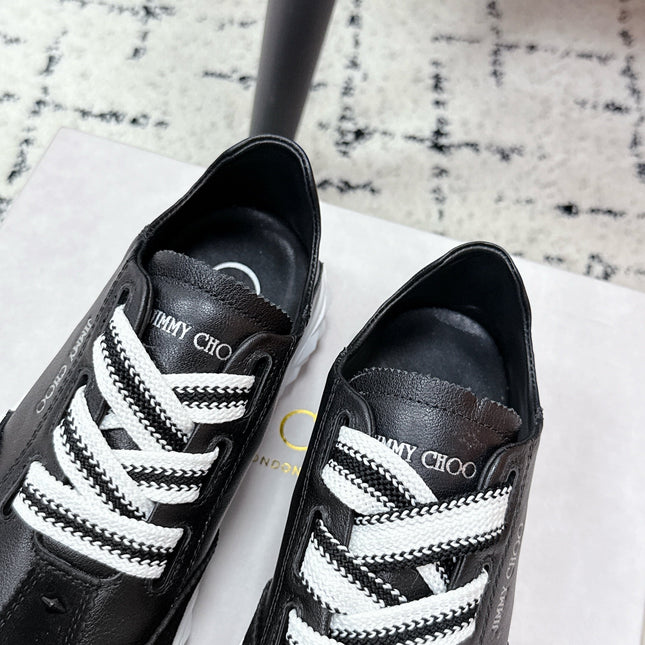 JIMMY CHOO 26S SNEAKERS IN BLACK CALFSKIN AND SUEDE