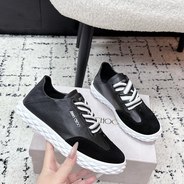JIMMY CHOO 26S SNEAKERS IN BLACK CALFSKIN AND SUEDE