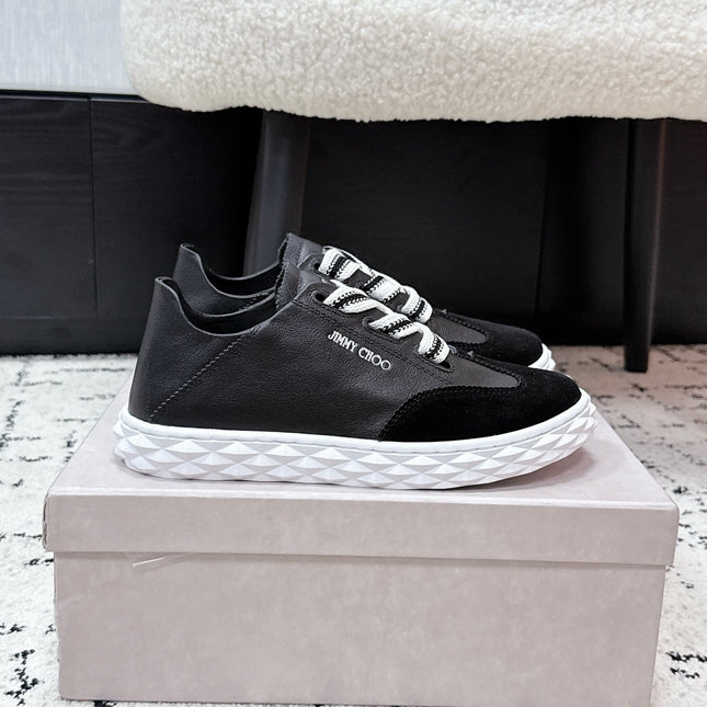 JIMMY CHOO 26S SNEAKERS IN BLACK CALFSKIN AND SUEDE