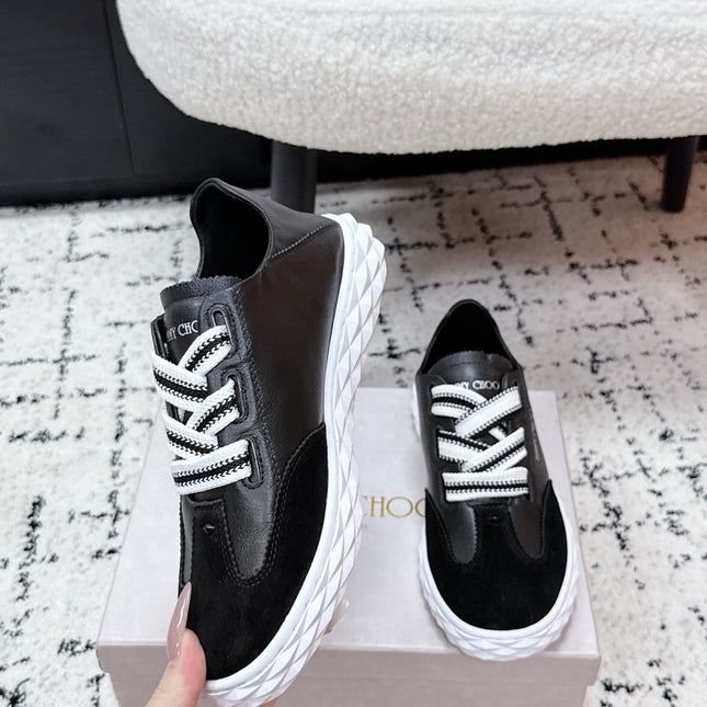 JIMMY CHOO 26S SNEAKERS IN BLACK CALFSKIN AND SUEDE