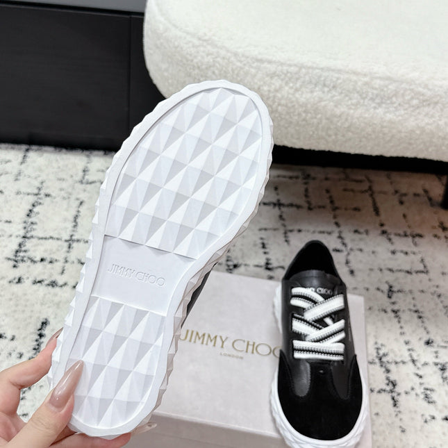 JIMMY CHOO 26S SNEAKERS IN BLACK CALFSKIN AND SUEDE