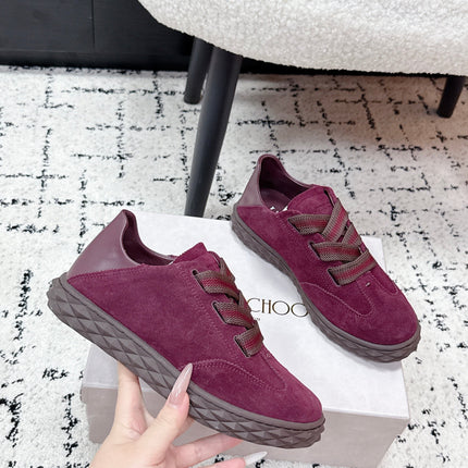 JIMMY CHOO 26S SNEAKERS IN DARK RED SUEDE