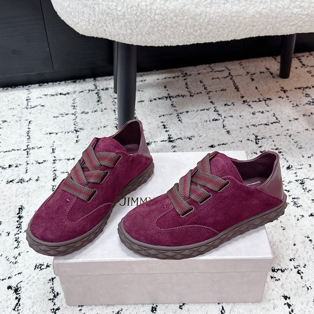 JIMMY CHOO 26S SNEAKERS IN DARK RED SUEDE