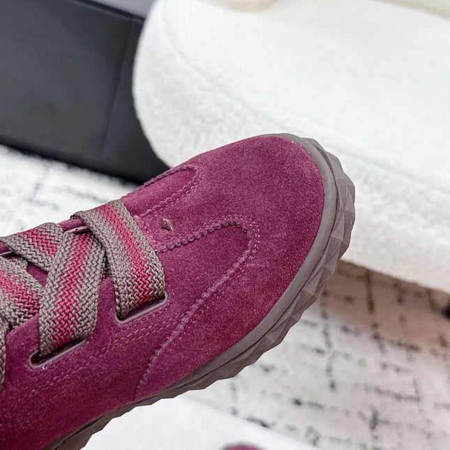 JIMMY CHOO 26S SNEAKERS IN DARK RED SUEDE