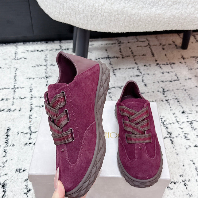 JIMMY CHOO 26S SNEAKERS IN DARK RED SUEDE