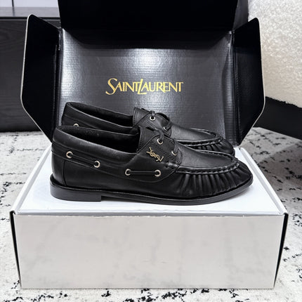 YSL 26S LOAFERS IN BLACK CALFSKIN WITH HORIZONTAL STRAP