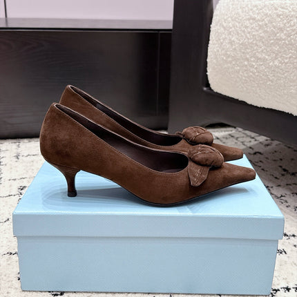 PRADA 26S HIGH HEELS 55 MM IN DARK BROWN SUEDE