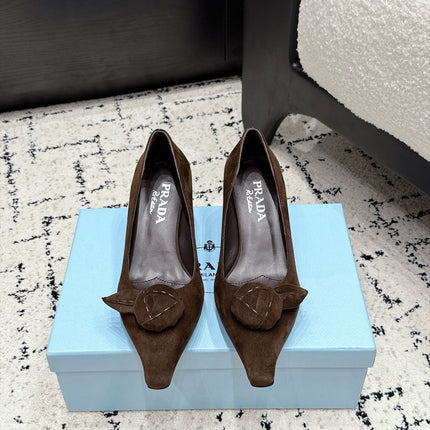 PRADA 26S HIGH HEELS 55 MM IN DARK BROWN SUEDE