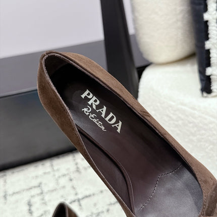 PRADA 26S HIGH HEELS 55 MM IN DARK BROWN SUEDE