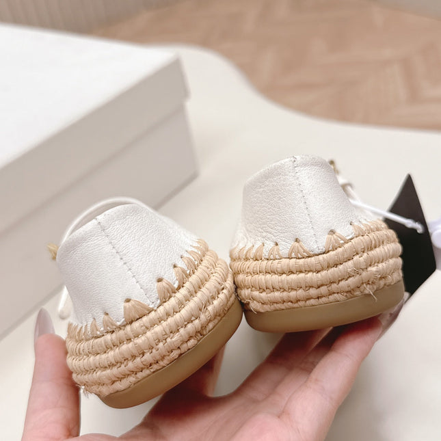 PRADA 26S MARY JANE ESPADRILLES SHOES IN WHITE CALFSKIN WITH LOGO