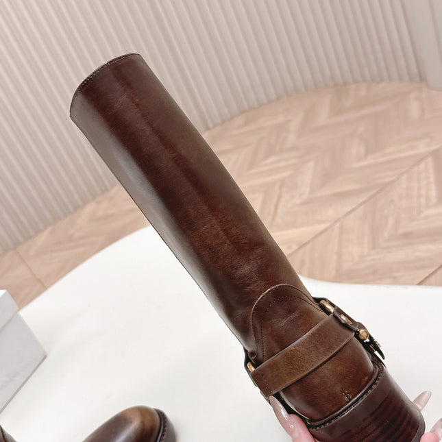CHLOÉ 26S BOOTS 45 MM IN BROWN CALFSKIN