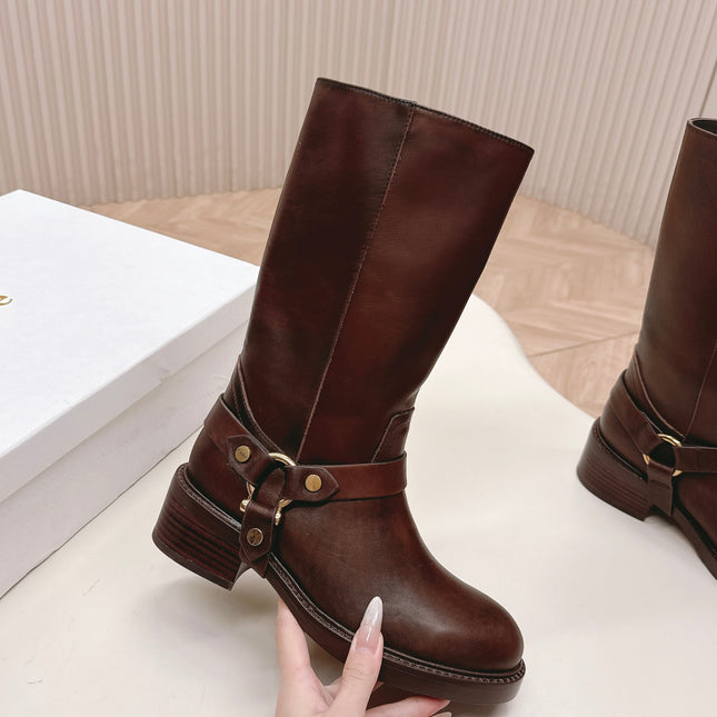 CHLOÉ 26S BOOTS 45 MM IN DARK BROWN CALFSKIN