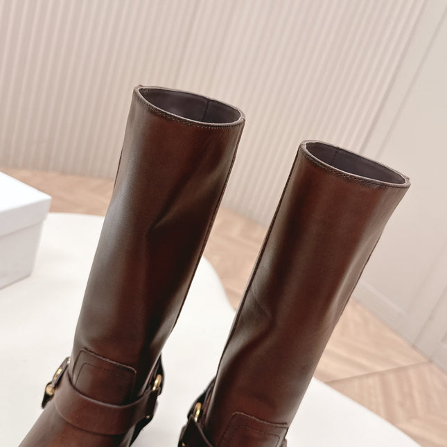 CHLOÉ 26S BOOTS 45 MM IN DARK BROWN CALFSKIN