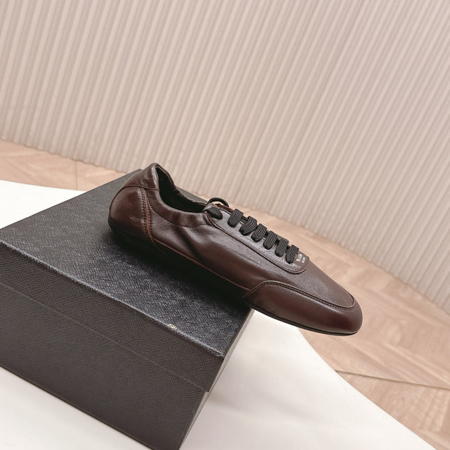 PRADA 26S MARY JANE SHOES IN DARK BROWN CALFSKIN