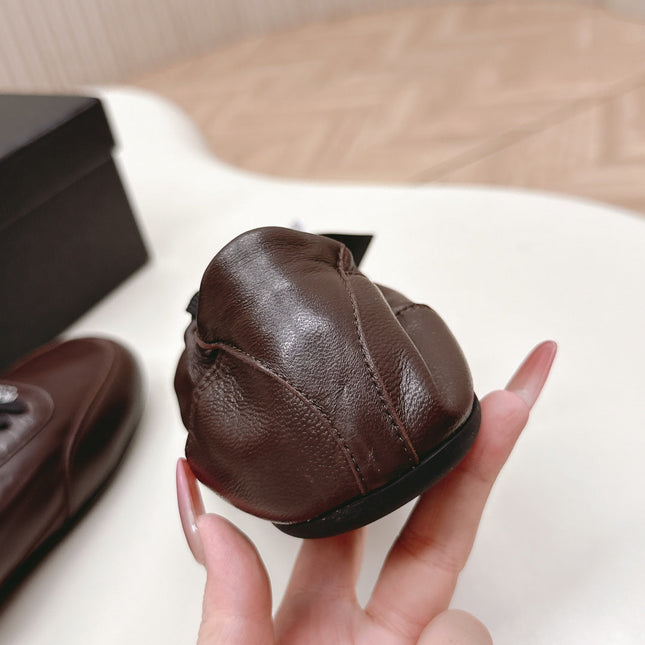PRADA 26S MARY JANE SHOES IN DARK BROWN CALFSKIN