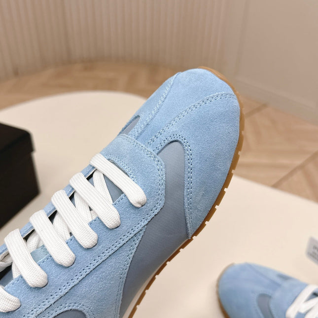 PRADA 26S CLASSIC SNEAKERS IN SKY BLUE SUEDE AND NYLON