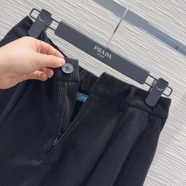 PRADA 25S A-LINE PLAID VELVET SKIRT 256
