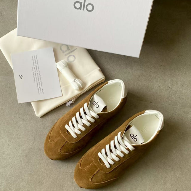 ALO 25S SUNSET SNEAKER IN BROWN SUEDE