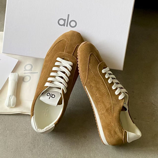 ALO 25S SUNSET SNEAKER IN BROWN SUEDE