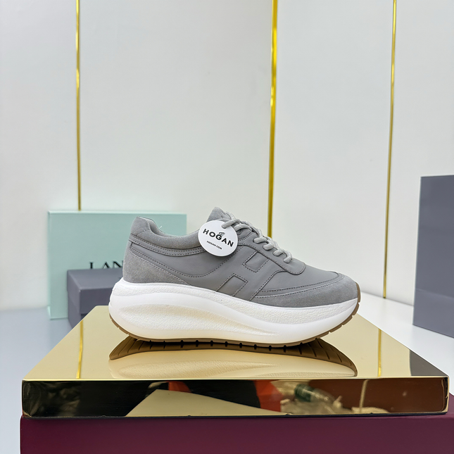 TOM FORD 26S HOGAN SNEAKERS IN GRAY CALFSKIN AND SUEDE