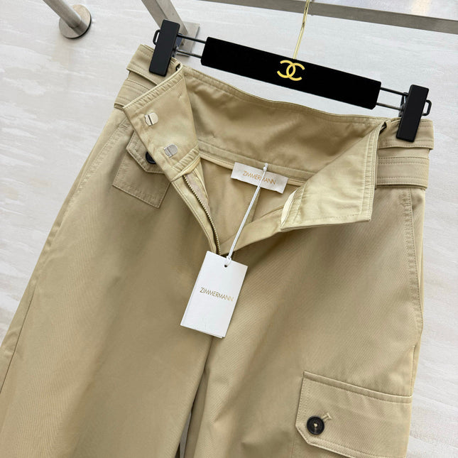 ZIMMERMANN 26S HIGH-WAIST WIDE-LEG CARGO PANTS STYLE 42