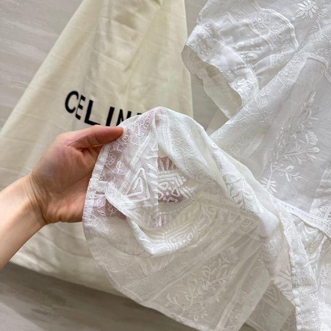 CELINE 26S EMBROIDERED SHORT-SLEEVE SHIRT 450