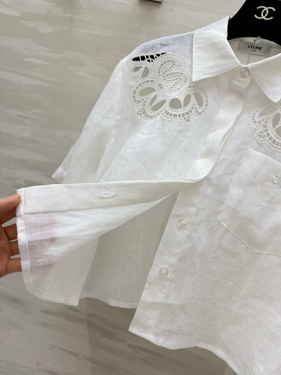 CELINE 26S WHITE SHORT-SLEEVE SHIRT 414