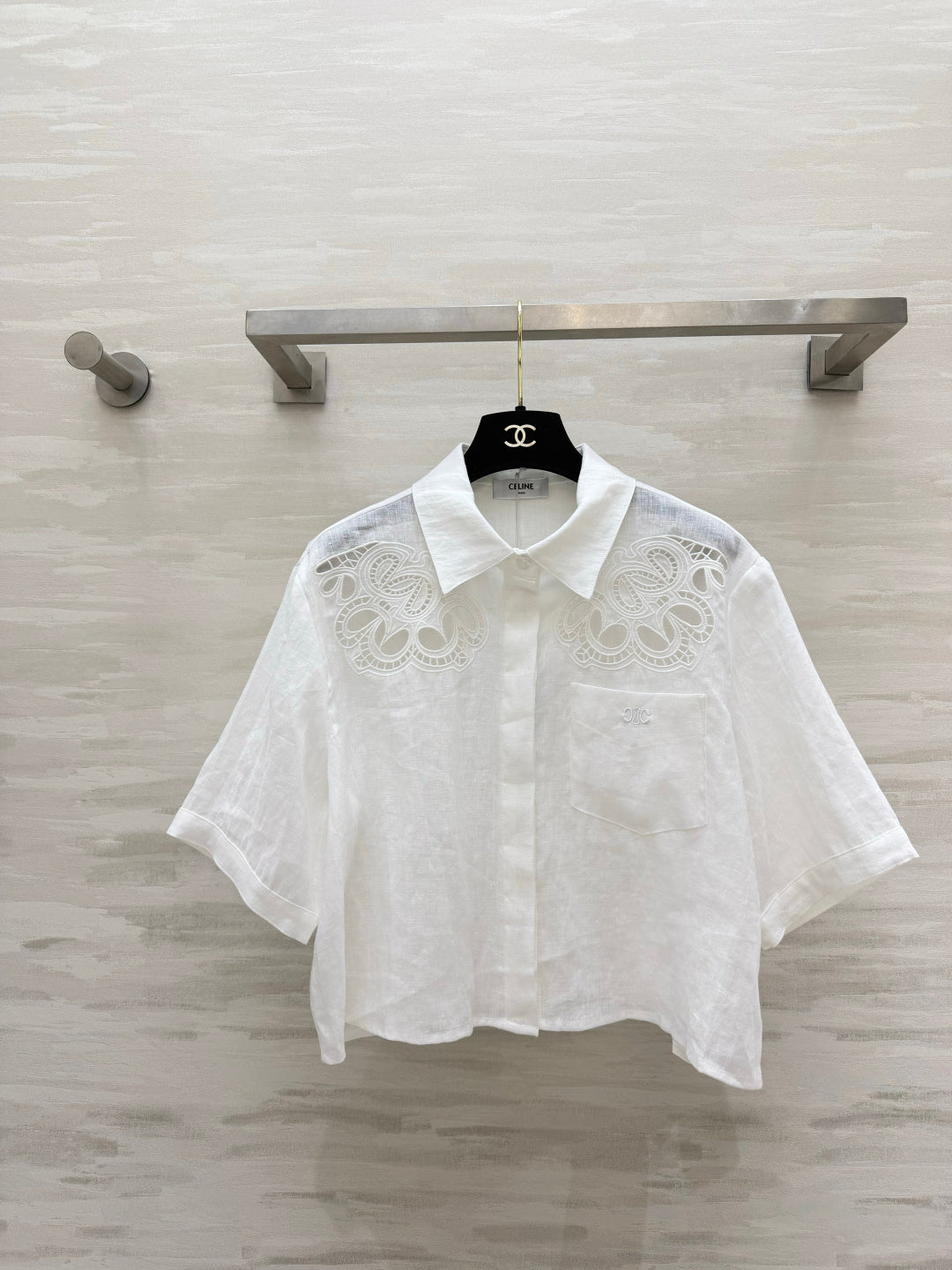 CELINE 26S WHITE SHORT-SLEEVE SHIRT 414