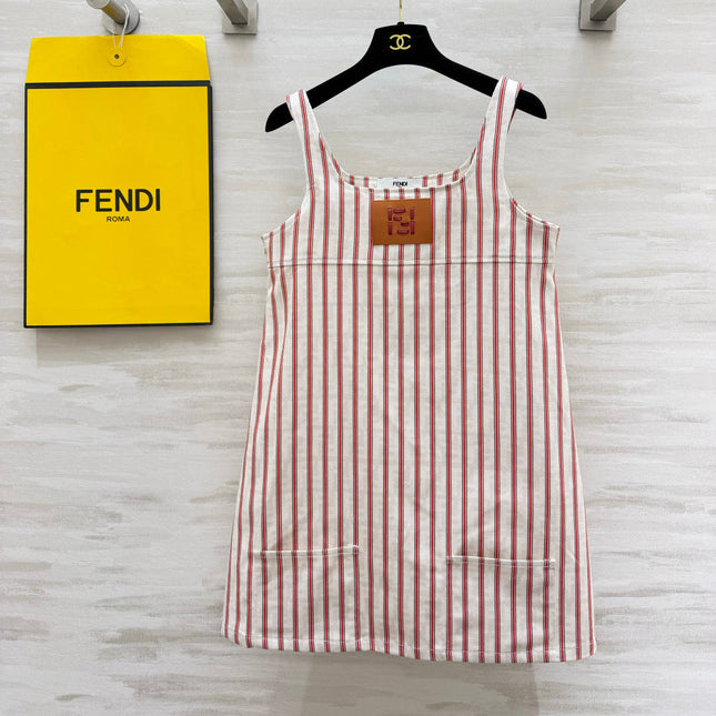FENDI 26S STRIPED CAMISOLE DRESS 322