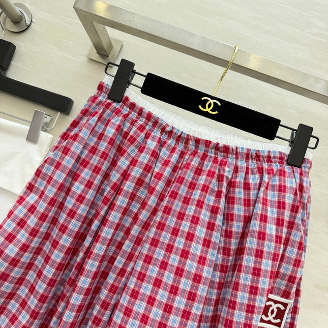 CHANEL 26S PLAID WIDE-LEG PANTS 1445