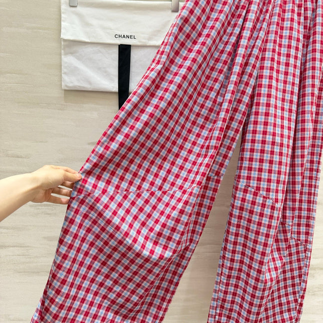 CHANEL 26S PLAID WIDE-LEG PANTS 1445