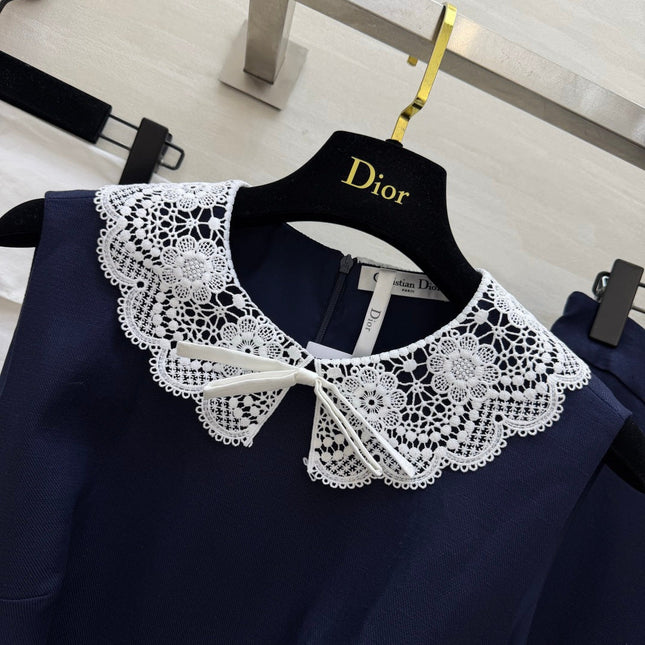 DIOR 26S TWO-PIECE SET WITH LACE-COLLAR TOP AND SKIRT 1386