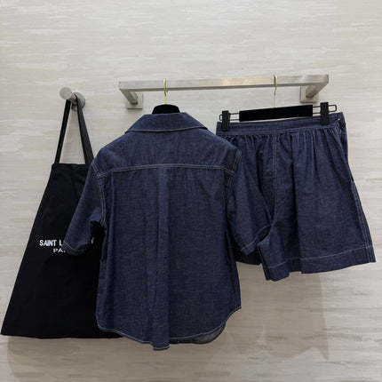 YSL 26S SHORT SLEEVE DENIM SHIRT & SHORTS SET 437
