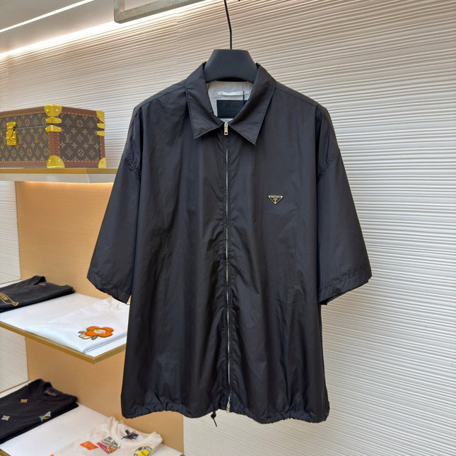 PRADA 26S SHORT-SLEEVE ZIP-UP SHIRT 1030