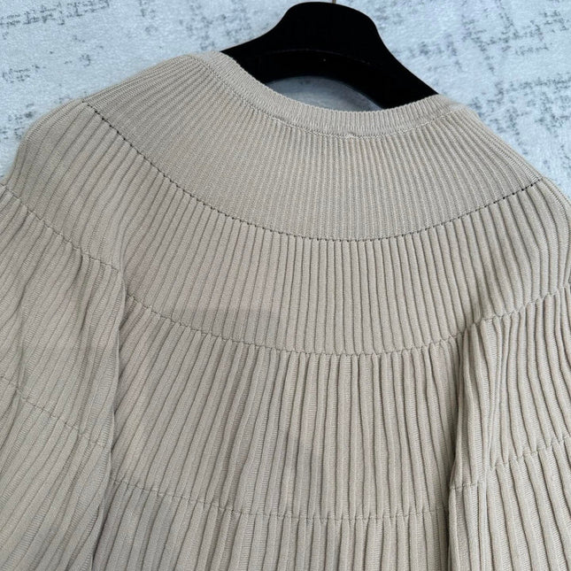 MIUMIU 26S PLEATED SHORT-SLEEVED SWEATER STYLE 1109