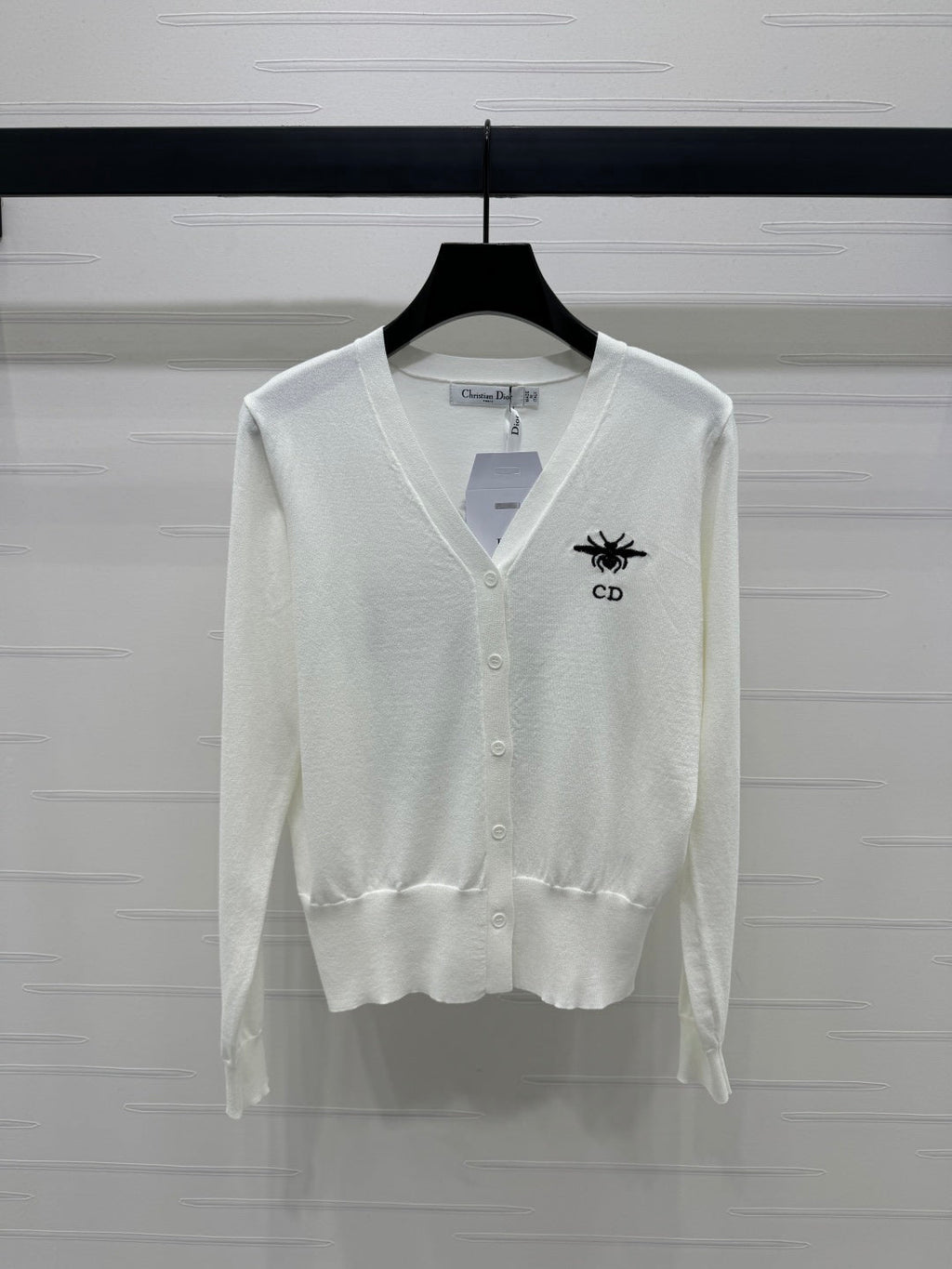 DIOR LONG-SLEEVE KNIT SWEATER WITH EMBROIDERED LOGO