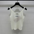MIU 25S ROUND NECK KNIT TANK TOP WITH HOLES 264266