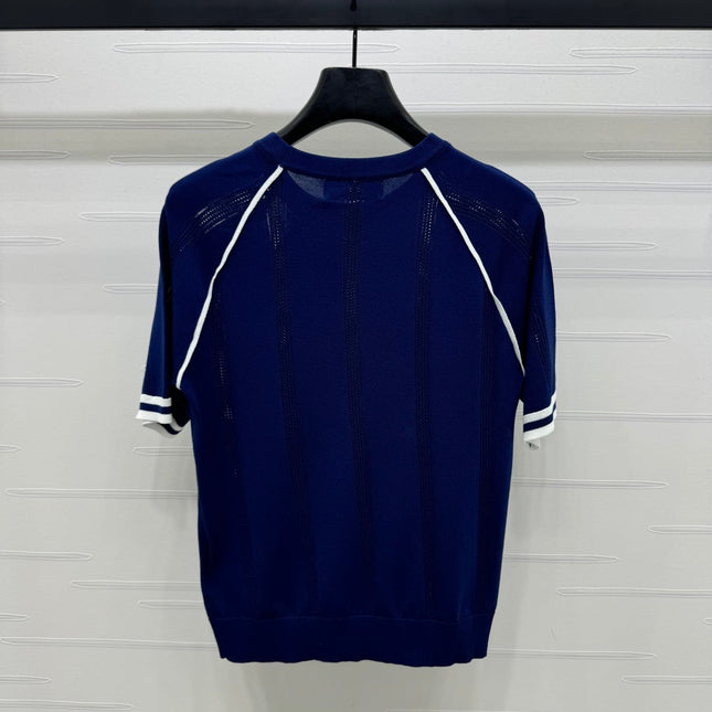 MIU 25S RAGLAN CREW NECK STRIPED KNIT SWEATER 264106