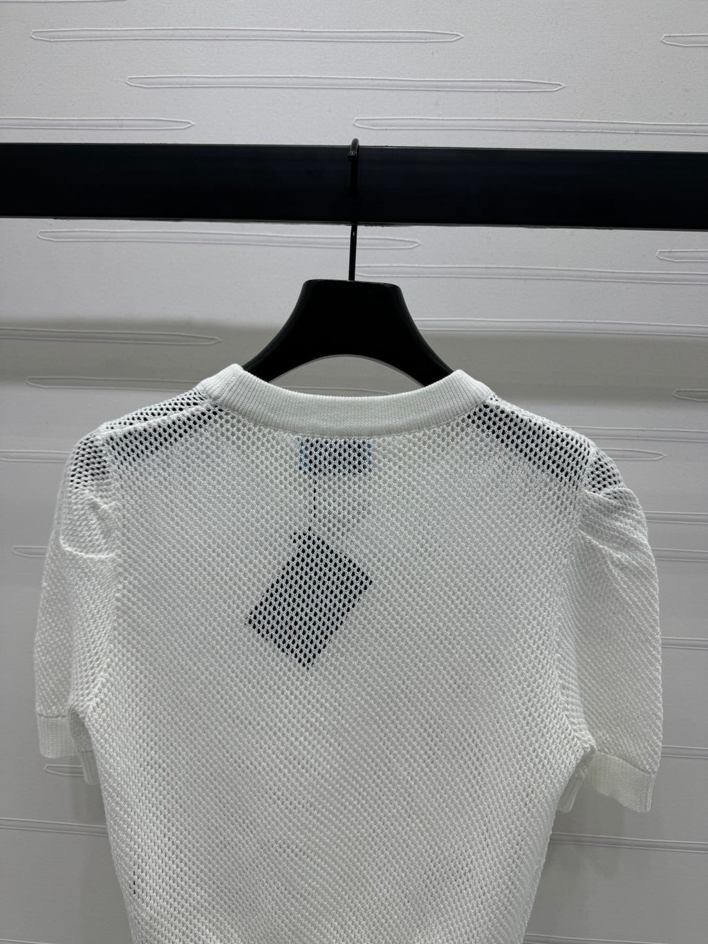 PRAD 25S HOLLOW KNIT SHORT SLEEVE TOP 264134