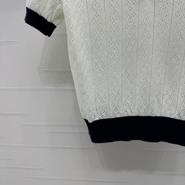 VALENTINO 25S HOLLOW V-NECK BLOUSE 264161