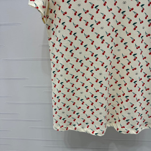 VALENTINO 25S CHERRY PATTERN ROUND NECK T-SHIRT 264040