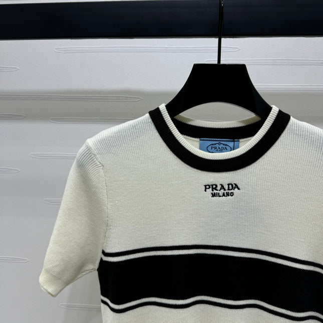 PRADA SHORT-SLEEVE CREW NECK SWEATER 269414